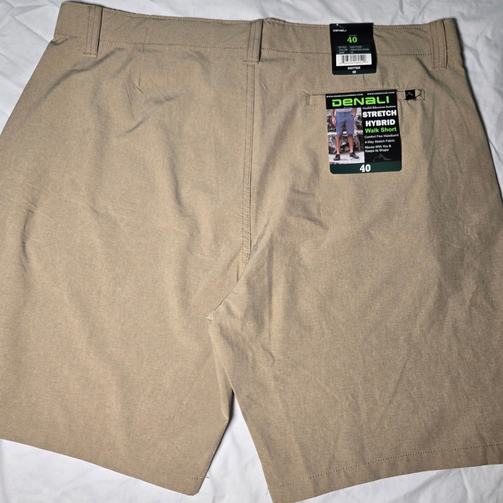 Denali Mens Stretch Hybrid Walk Shorts Heather Khaki 40 D427752S NWT - Picture 2 of 8
